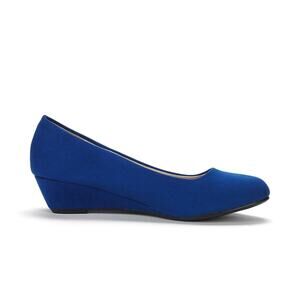 DREAM PAIRS Royal Blue Women's Pump Wedge Heel Round Toe Slip On Shoes US 9.5M